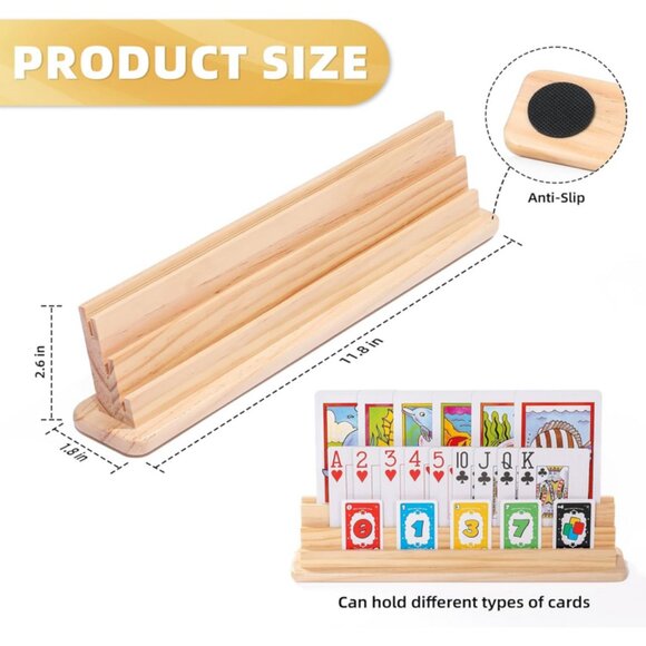 Card Holders for Playing Cards, Wooden Playing Card Holder, 2 Pcs. - Picture 3 of 13